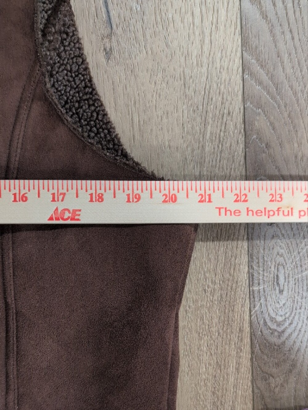 Lands' End Women's Brown Faux-Suede Shearling Vest - Picture 3 of 5